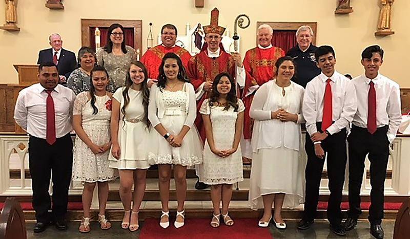 JEFFERSON — Eight young people from St. Francis of Assisi Parish received the sacrament of confirmation Sept. 1 from Bishop Peter J. Jugis. (Patrick Hession | Catholic News Herald)