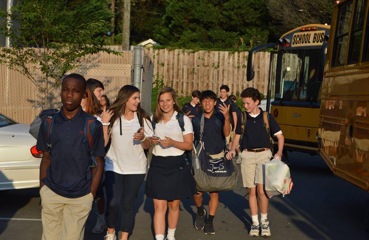 CHARLOTTE — Seventh and eighth graders return to Holy Trinity Middle School excited for the year. (Photos via Facebook)