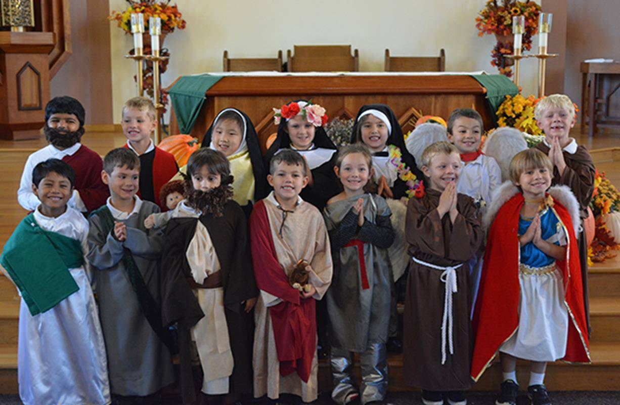 Students at Our Lady of Mercy School in Winston-Salem attended a Kinder All Saints Day Mass, dressed as their favorite saints.