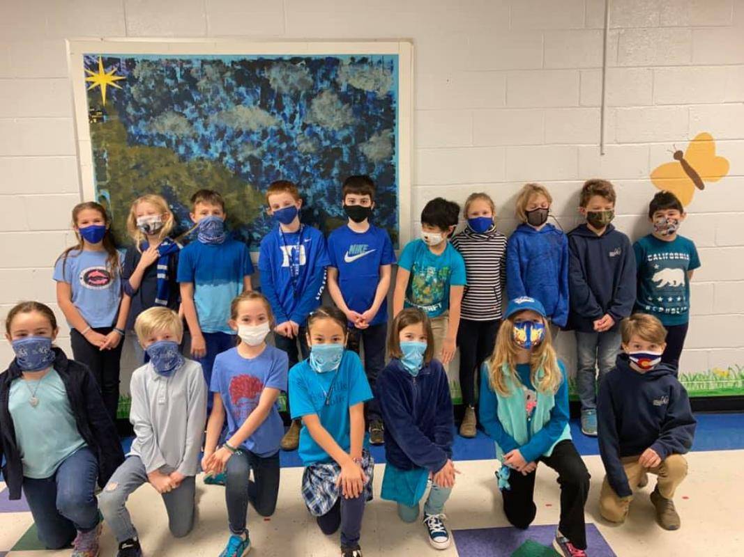 ASHEVILLE — Students from Mrs. Cook’s third grade class wore blue to celebrate Catholic Schools Week. (Photo via Facebook)