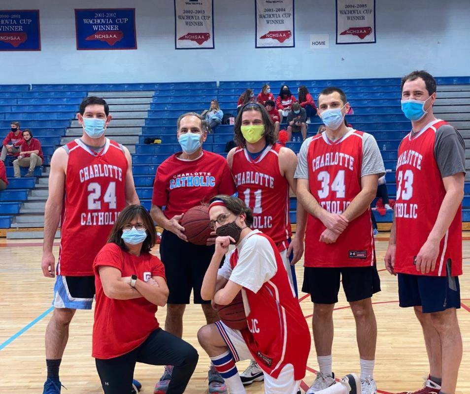 CHARLOTTE — CSW concluded at Charlotte Catholic High School with its annual student vs. faculty basketball game. Students cheered the student team to victory from their classrooms. Team Faculty included Superintendent Dr. Gregory Monroe.
