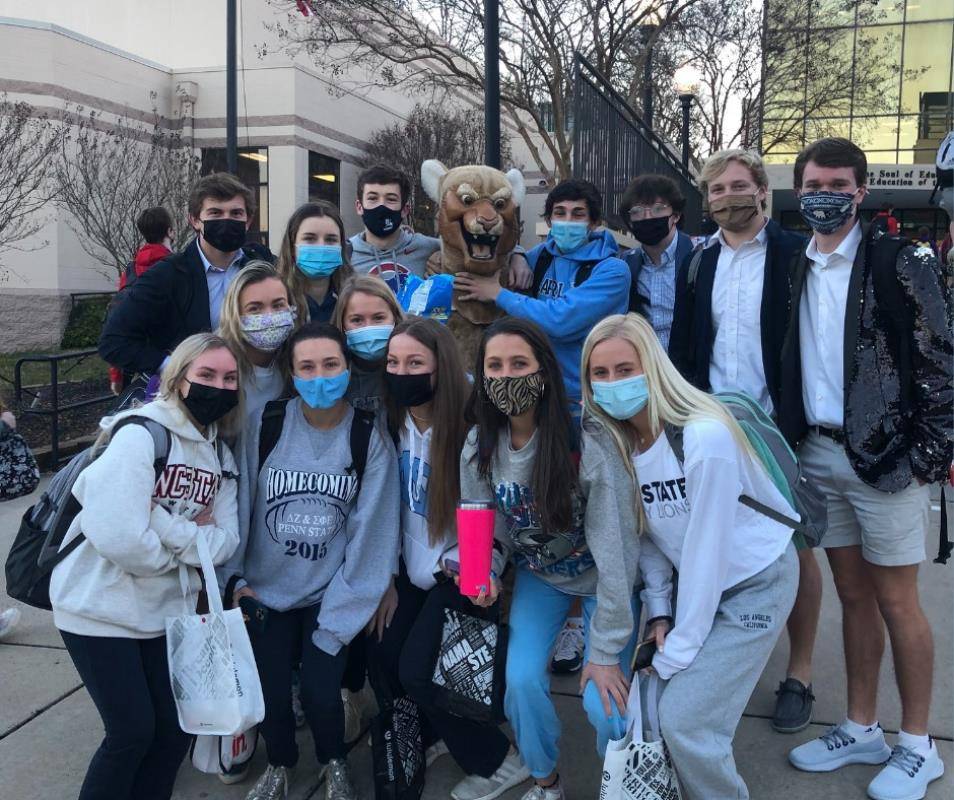 CHARLOTTE — Charlotte Catholic High School students celebrated Catholic Schools Week with a team spirit dress down day. Greetings from a favorite mascot made morning arrival a great opportunity for pictures. (Photos via Facebook)