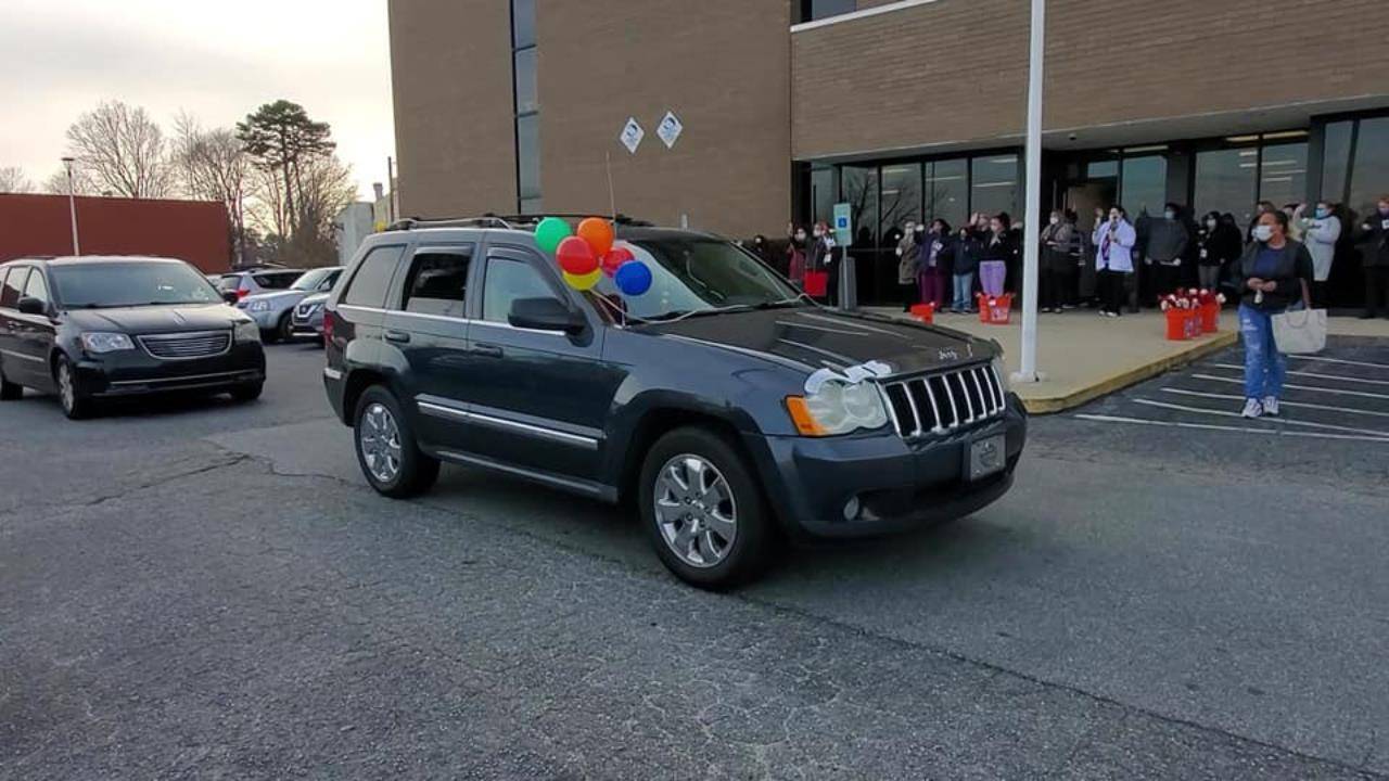 GREENSBORO — As part of the Catholic Schools Week celebration, Our Lady of Grace Schools students honored the local community by bringing flowers, thank you notes and fun drive-by parade for the Guilford County Health Department. (Photos via Facebook)