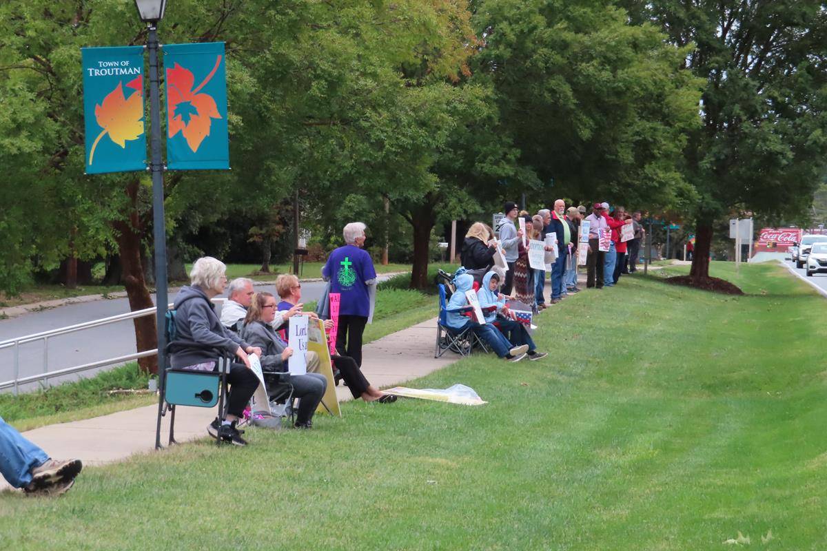 Several parishioners from St. Philip the Apostle in Statesville, joined members of two local churches to celebrate Respect Life Month in downtown Troutman on Oct. 2