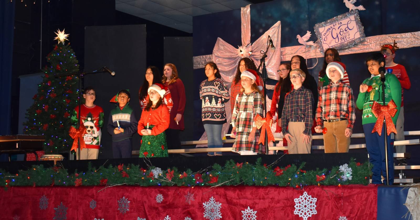Our Lady of Mercy School’s fourth and fifth graders brought beautiful music to the Pageant playing the record and the bells. Some of the students sang solos, duets, trios and quartets.