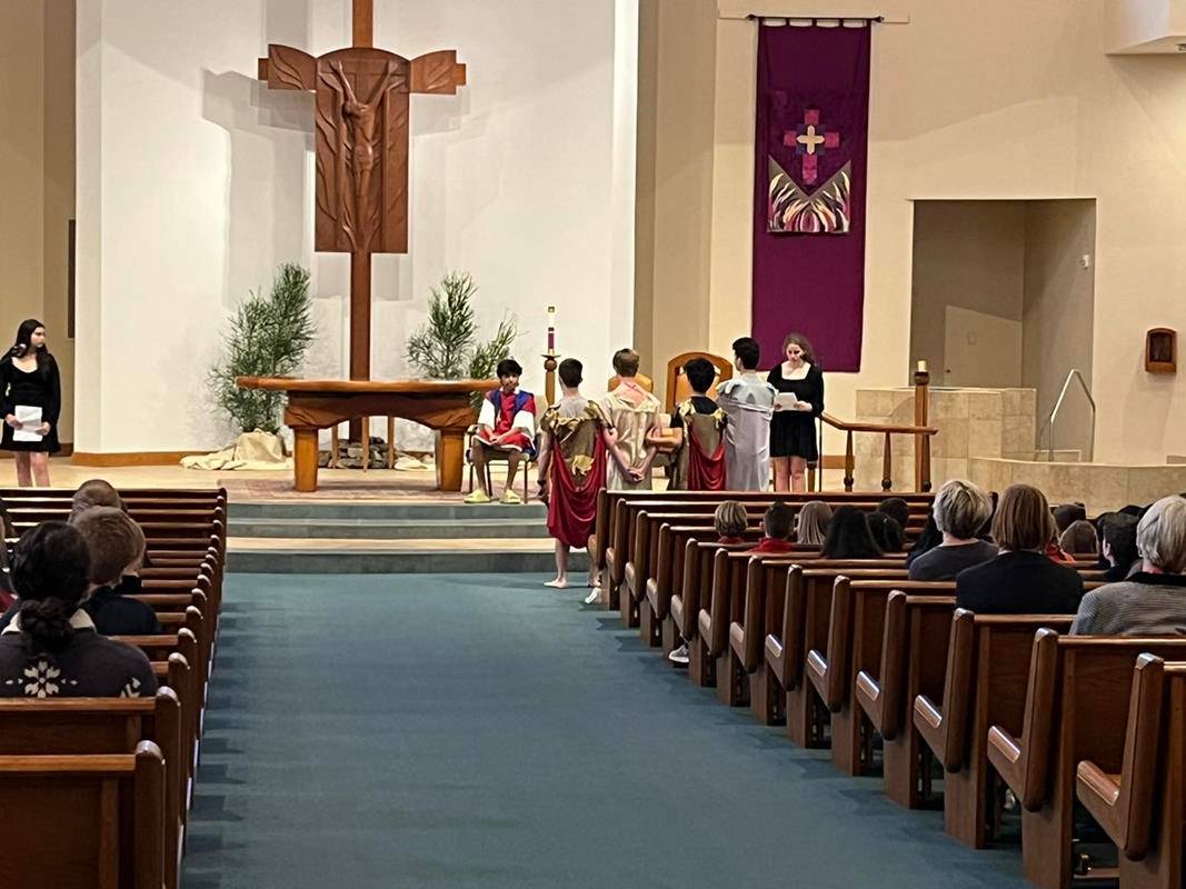 Immaculate Heart of Mary School eight grade students performed a moving production of the Living Stations of the Cross for the parish on March 31. (Provided photos.)