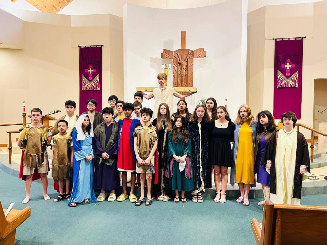 Immaculate Heart of Mary School eight grade students performed a moving production of the Living Stations of the Cross for the parish on March 31. (Provided photos.)