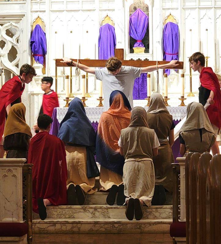 The 7th Grade class at Our Lady Of Grace School participated in the Living Stations of the Cross.