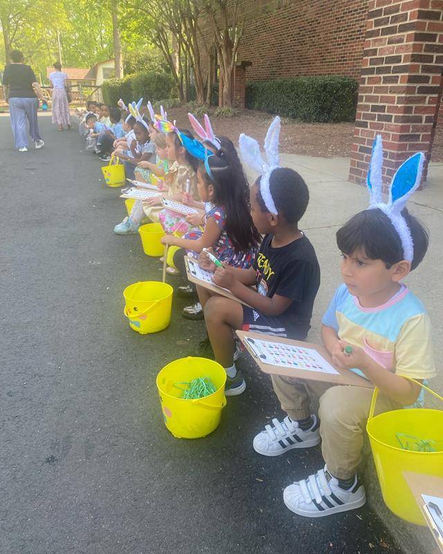 Pre-K and kindergarten students at Our Lady of the Assumption School in Charlotte went on an Easter egg hunt. (Provided photos)