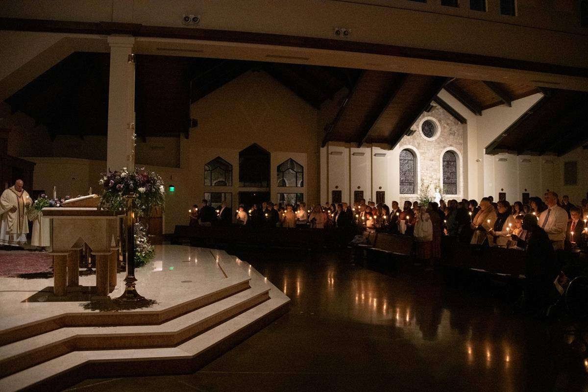 Easter Vigil at St. Pius X in Greensboro. (Photos by Maryann Luedtke)