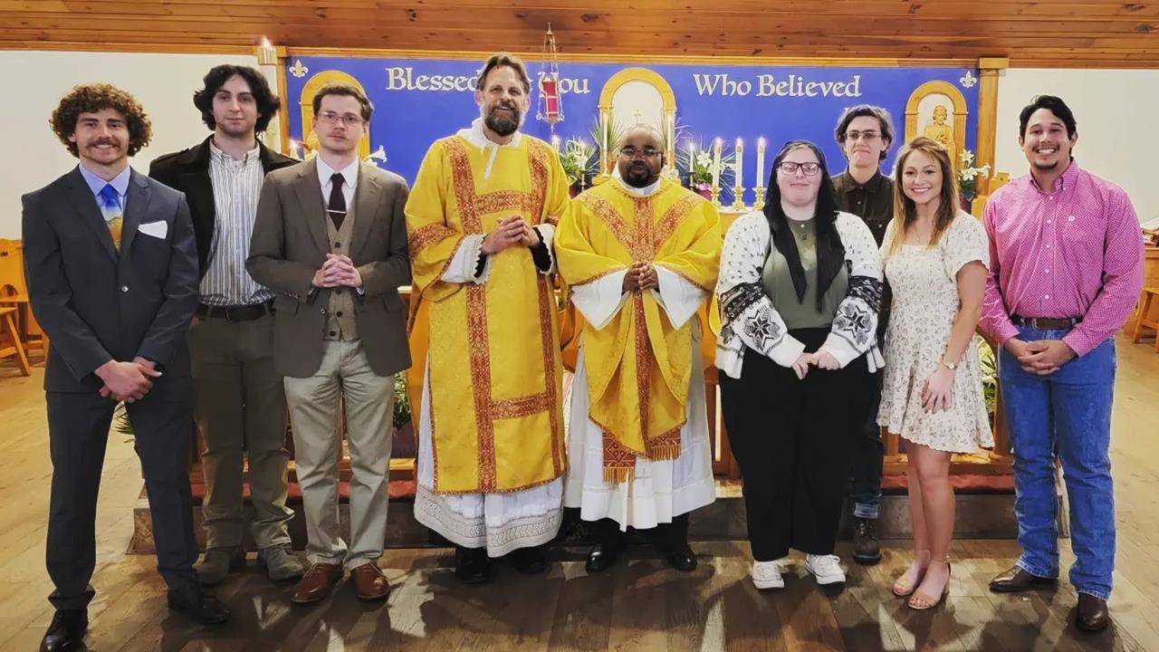 Congratulations to students: Matthew, Fisher, Tanner, Milo and Brooke who received the sacraments of initiation during the Easter Vigil Mass at St. Mary Church in Sylva. (Photo provided by WCU Campus Ministry).