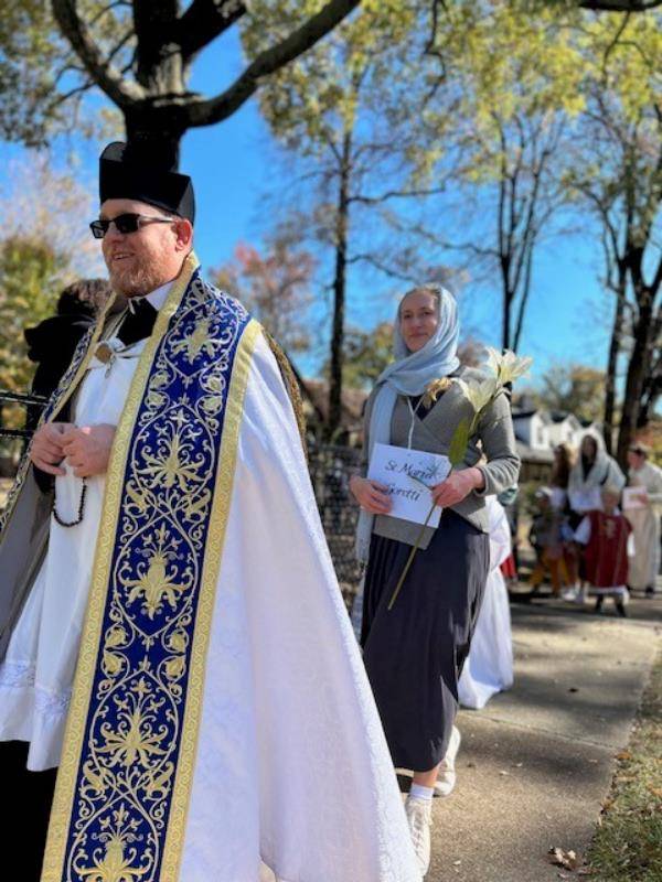 Father Casey Coleman, pastor, led the procession and offered a short lesson about saints, gave a blessing of all present, and led a prayer for the faithful departed for All Soul’s Day.