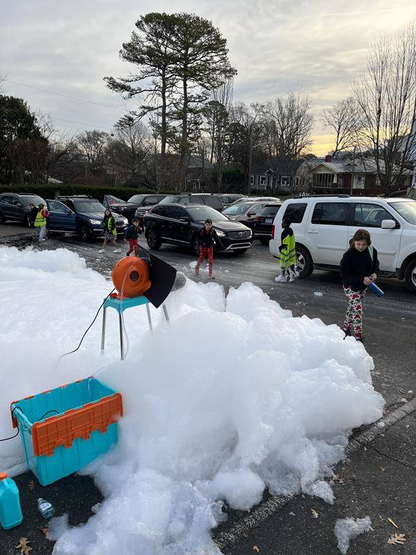 For Christmas week at St. Patrick School in Charlotte, it snowed