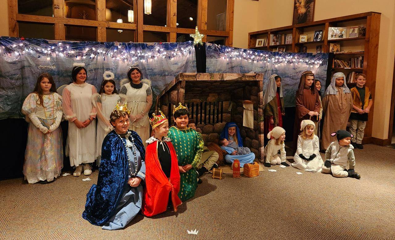 Young parishioners in faith formation at St. Bernadette Church performed a Christmas play.