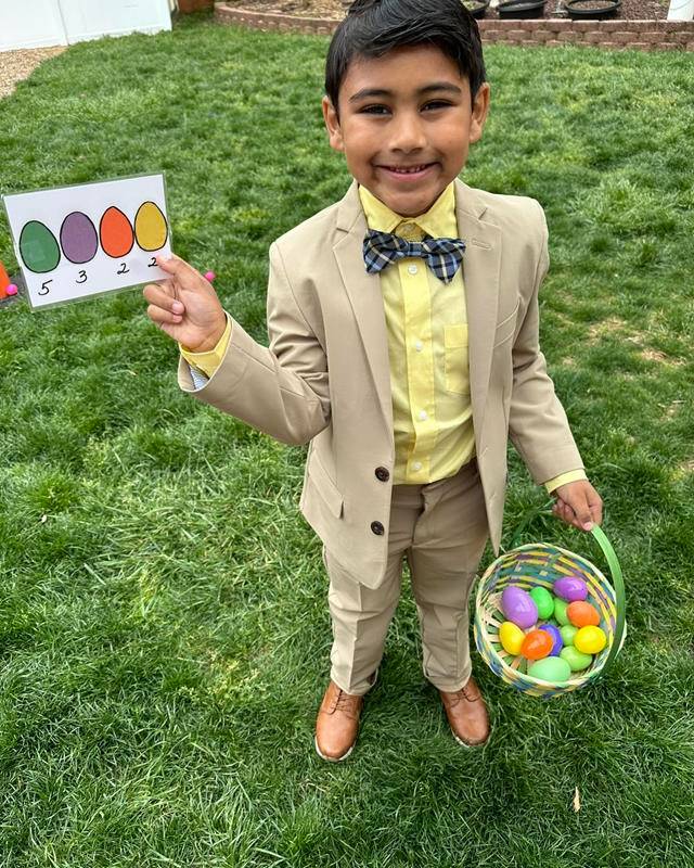 Our Lady of Mercy School students hunt for Easter eggs.