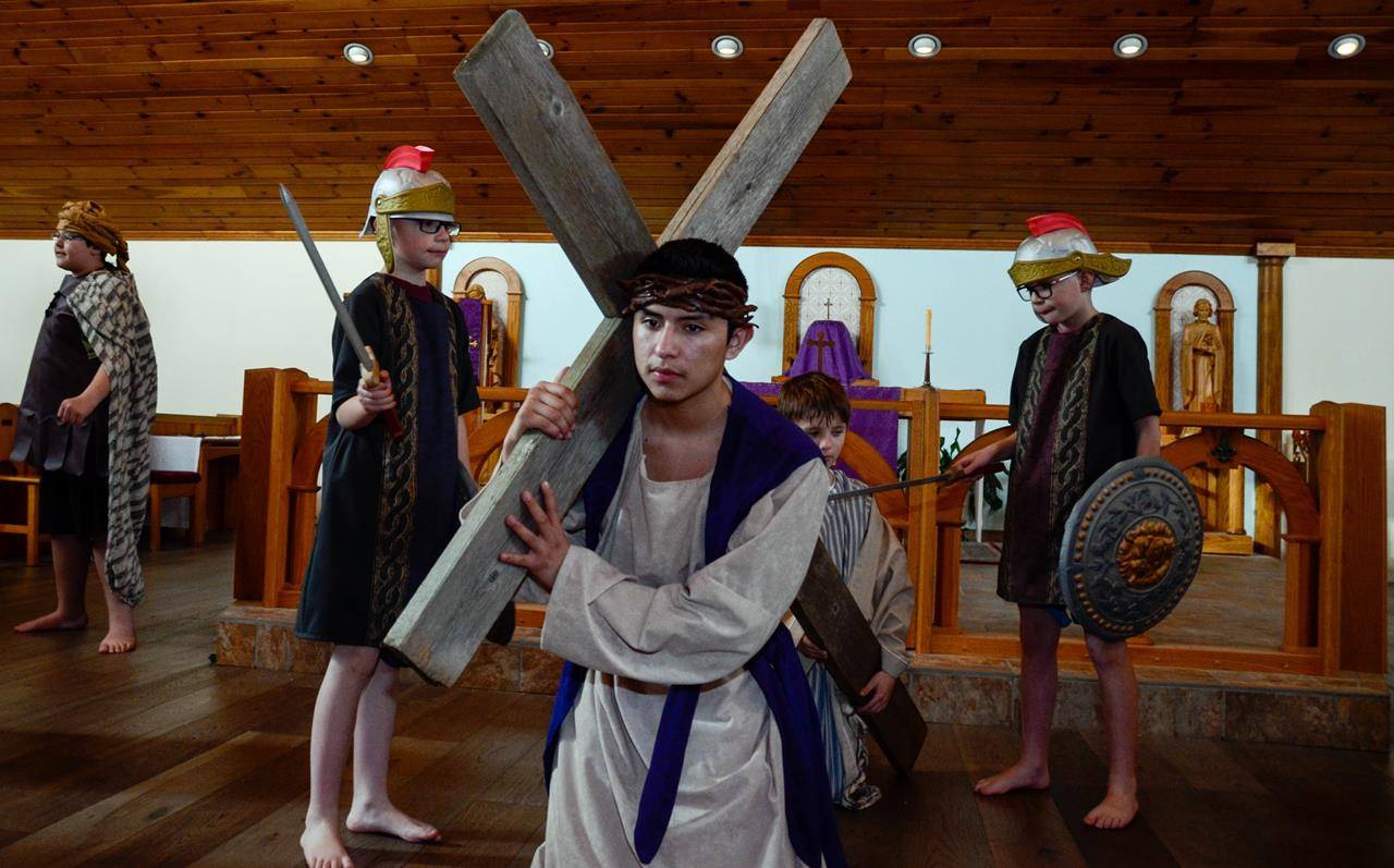SYLVA —The meditations were adapted from Mother Angelica’s Way of the Cross and the Stabat Mater was a translation by Edward Caswall, “Lyra Catholica.”