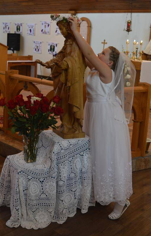 SYLVA — St. Mary's Catholic Church had our May crowning. Jany Echevarria placed a crown on the statue of Mary at the beginning of the 8 pm Spanish Mass on May 6. The following day, Ula Sikorska placed a crown on the statute of Mary at the beginning of the